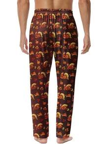 Mens Pajama Pants, Soft Lounge Sleep Pants With Pockets Lightweight Long Pajama Bottoms For Menhalloween - 感恩節火雞 - 查看 4