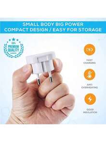 2pcs UK To EU Travel Adapter, UK 3-Pin To EU 2-Pin Grounded Travel Plug Adapter, EU 2-Round Pin Plug To UK 3-Hole Socket AC Power Adapter Adapter (White/Black - 2pcs)