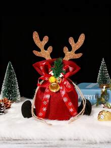 3 buc Pungi de cadouri de Crăciun, Pungi Tote, Pungă de corn de cerb de Crăciun, Pungi decorative pentru bomboane de Crăciun, Consumabile de decorațiuni pentru petreceri de nuntă din catifea, Pungi unice pentru favoruri de sărbători, Geantă de depozitare cu șnur