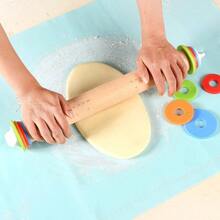 Rodillo de madera con 4 anillos de grosor ajustables, rodillo de masa antiadherente para hornear, rodillo de pizza de 17 pulgadas para suministros de cocina, diseo de prensa de para fondant, pizza, corteza de tarta, galletas, pastelera - Madera natural - Ver 3