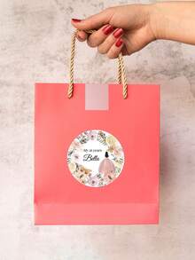 1-100PCS Customized Colorful Crown Birthday Stickers, Personalized Text Wedding Circular Stickers, Custom Adult Gift Labels, Butterfly And Floral Pattern Decoration Labels For Wedding Parties - White - View 4