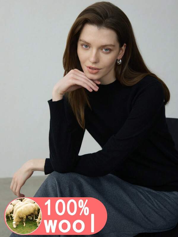 2025 Autumn/Winter Casual Solid Color Stand Collar Sweater