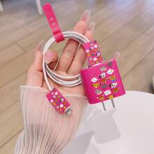 Disney Estuche de teléfono y juego de cable de datos con diseño de patrones con licencia oficial compatible con modelos de las series 17, 16, 15, 14, 13, 12, 11