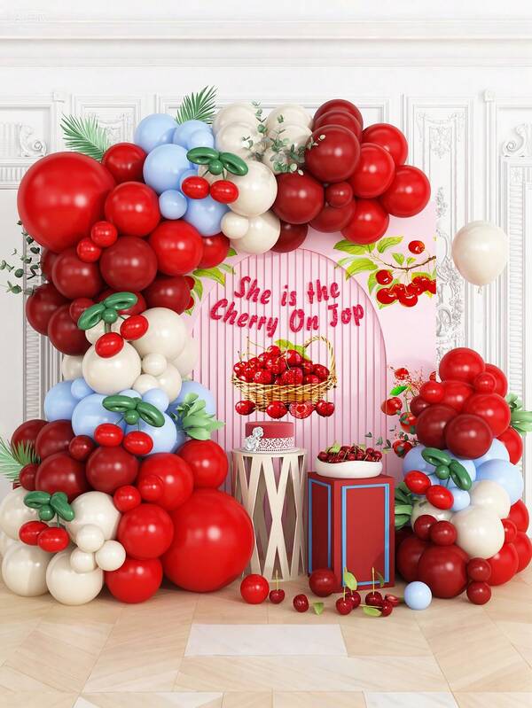 114pcs Sand White Matte Red Wine Red Navy Blue Cherry Confetti Latex Balloon Set, Birthday Party Background Decoration Balloons, Holiday Celebration Decoration Balloon Set, Wedding Venue Background Balloon Decoration Set, Bridal Shower Decoration, Babe Shower Decoration, Gender Reveal Decoration, Room Decorations, Women's Party Bachelorette Party Decorative Balloons, Party Photography Props Balloons, Decorative Balloon Arch Kits, Parties Favors