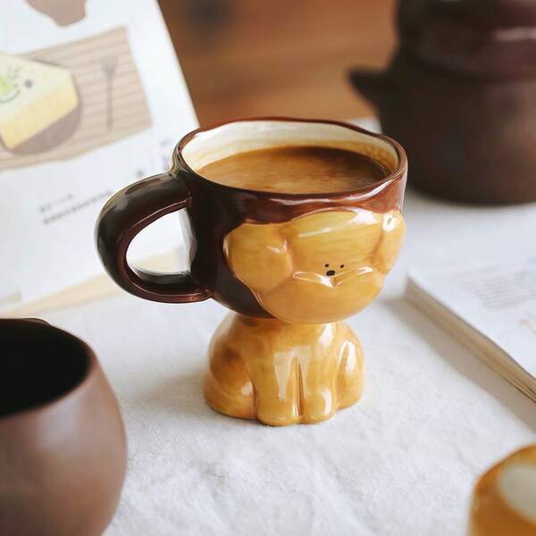 Tasse en céramique japonaise faite main, poterie peinte sous glaçure artisanale, mug en forme de chien Akita 3D, convient pour le café, le thé, le lait, la bouillie d'avoine, le jus, idéal pour un usage quotidien, le bureau, les cadeaux