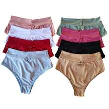 KIT 10 calcinhas Elaine Cos Alto Aperta Barriga Senhora Maternidade Calcinha Feminina - Multicolorido - Visão 5
