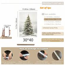 1 件，帆布墙画，带框墙面装饰，复古圣诞老人和圣诞树艺术品，非常适合客厅、卧室或入口处的节日墙面装饰，节日礼物创意，冬季装饰，圣诞节家居装饰，圣诞节