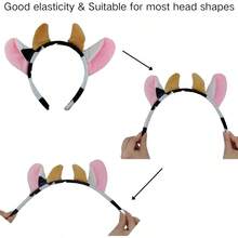 Cow Costume Adult Cow Ears Headband With Nose Tail And Bow Tie Cow Horn Headband Accessory Set For Cosplay Party Wear