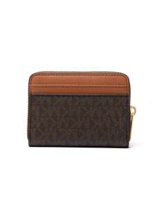Michael Kors Jet Set Travel 中号 Logo 拉链卡包，真皮钱包，女士拉链钱包，RFID 防盗刷信用卡钱包，经典零钱包 - 棕色 - 查看 3