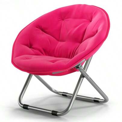 Garden Portable Padded Moon Chair, Round Outdoor Folding Camping Chair Garden Furniture Lean Chair