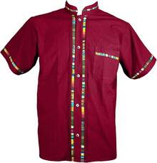 Men's Short Sleeve Mexican Guayabera Shirts Made In Mexico, Multiple Colorshalloween - 蔓越莓 - 查看 1