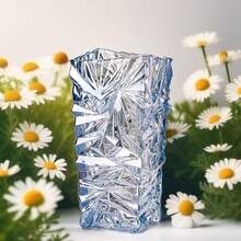Modern Glass Vases Ice Cracking Style Flower Vase Desktop Ornaments Propagation Station Plant Holder For Home Wedding Decor Blue Ice Crack