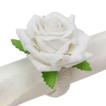 6pcs Champagne Rose Napkin Rings, Holiday Hotel Napkin Holders, Linen Rope Napkin Rings, Floral Napkin Rings - Multicolor - View 14