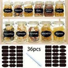 Home Office Organization Label Sticker Kit:  36 Pcs  Write-On Stickers/With A Marker/Value Pack Of Adhesive Labels For Sorting,  School Supplies & Storage ,Used For Writing The Shelf Life Of Chemicals And Labels Of Seasoning Bottles - 36PCS(Black)+Pen - View 10