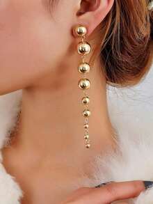 1pair Exaggerated Faux Pearl Pendant Earrings - 黃金 - 查看 2
