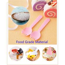 100PCS Disposable Plastic Sporks Individually Wrapped Forks For Ice Cream Cake 4.2 Inch Mini Spoons And Sporks For Desserts Yogurt Fruit Salad Black - Black - View 5