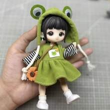 16 厘米 OB11 娃娃服装套装 [仅衣服] – 时尚 BJD 娃娃服装，适合 6 英寸娃娃，手工复古休闲风格，可爱的秋冬服装，格子外套、连衣裙、青蛙帽 – 适合 OB11 娃娃、动漫娃娃 – 生日、派对和节日礼物 - 彩色 - 查看 11