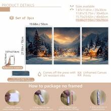 3 Stück/Set Leinwandkunst-Kollektion Schneeberg-Dorf, hochauflösende Drucke, geeignet für Heim-Dekoration, Zimmer-Dekoration, Schlafzimmer-Dekoration, Wohnzimmer-Dekoration, Badezimmer-Dekoration, Wanddekoration, wahlweise mit Rahmen - Verschiedenfarbig - Übersicht 16