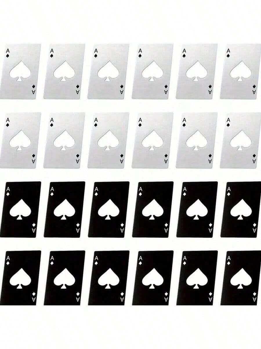 12/24pcs, Bottle Opener, Creative Poker Shape Bottle Opener, Solid Color Bottle Opener, Suitable For Bar Or Family, Wine Tools, Wedding Party Gifts, Bar Accessories, Kitchen Gadgets, For Outdoor, Camping, Christmas Party Supplies, Family Dinner - 彩色 - 查看 1