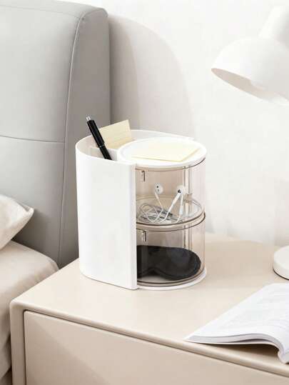 1pc Convenient 2-In-1 Makeup Sponge & Brush Holder, Rotating Dustproof Breathable Multi-Layer Desk Makeup Organizer Box, Creative Makeup Sponge Holder, Eyebrow Brush Holder, Multi-Layer Rotating Drawer Cosmetic Storage Box, Great Gift For Mom, Dad, Friends, Teachers, Birthday, Wedding, Vanity, Shelf, Accessories, Gift Box, Fun Gift, Storage Box, Birthday Gift, Holiday Gift