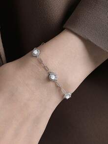 A Elegant 1.5-Carat Moissanite Bracelet For Women 925 Sterling Sliver Fashionable Classic Jewelry For Daily Wear And Vacation, Exquisite Birthday Gift, Engagement Wedding Anniversary Birthday Christmas Thanksgiving Day Gifts Special Occasions Day Gift, Sparkling Gorgeous Jewelry, Graduation Seasons Gift