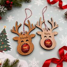 Customizable Name Text Christmas Personalized Engraved Wooden Reindeer Chocolate Box Christmas Tree Decoration,Festive Calendar - Multicolor - View 8