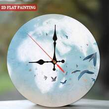 Custom Silent Round Wooden Wall Clock - 10 Inch No-Tick Quartz Movement, MDF Face With Interchangeable Black/White Hands, Peel & Stick Hanger For Bedroom, Office, Cafe