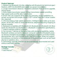 150m USB 蓝牙适配器，适用于 PC 的 5.4 蓝牙适配器，适用于 Windows 11/10/8.1 的即插即用，适用于键盘/鼠标/耳机/扬声器/打印机的蓝牙接收器和发射器 - 黑色 - 查看 3