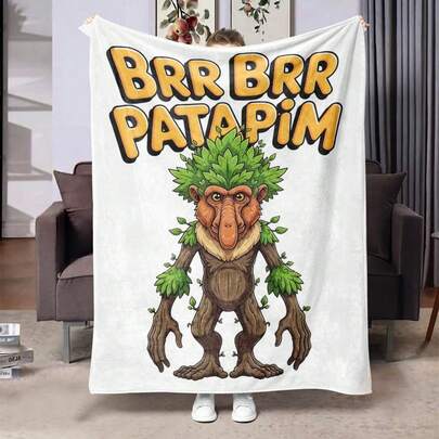 1 Stück einzigartiger Shan Hai Jing Muster Decke, warm & bequem als Auto Decke, hochauflösend digital bedruckte Marken Überwurf Decke, geeignet für alle Jahreszeiten, tolles Geschenk für Liebste, multifunktionale kleine Decke für Büro Nickerchen, Schlafzimmer, Sofa, Studentenwohnheim, Premium dicke warme Überwurf Decke