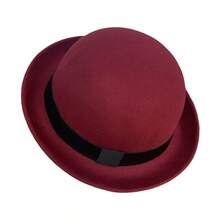 Charlie Chaplin Bowler Hat In Felt With Black Band - 酒紅色 - 查看 4