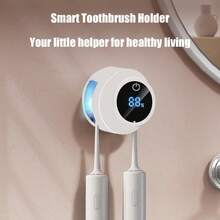 1 件智能牙刷消毒器、壁挂式牙刷架、牙刷消毒器、牙刷收纳架、双槽牙刷架、浴室配件、家居装饰 - 彩色 - 查看 5