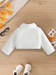 Girls' Fashion Warm Outerwear, Toddler Girls' Fluffy Vest With Rhinestone Collar, Outdoor Stylish & Elegant Dress For Girls, Simple & Versatile White Princess Style With Rhinestone Decor, Exquisite Children Clothing