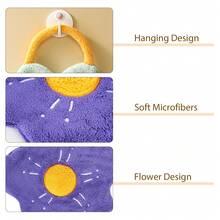 1 pieza Pañuelo colgante lindo, pañuelo de felpa de coral suave y absorbente con bucle, pañuelo seco para uso en la cocina y el baño