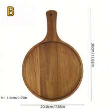 Acacia Wood Cutting Board With Handle Round Acacia Wood Cutting Board Flower-Shaped Acacia Wood Tray American-Style Wooden Steak Plate/Dinner Plate/Pizza Board Wooden Tray For Meat, Cheese, Bread, Vegetables And Fruits Home & Dorm Chopping Board Kitchen & Dorm Supplies
