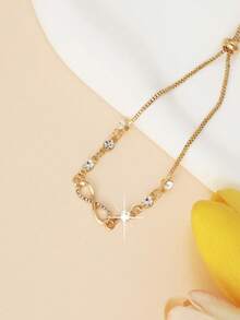 1pc Adjustable Bracelet, Micro-Inlaid Zirconia 8-Shaped Bracelet For Women, Fashionable & Elegant