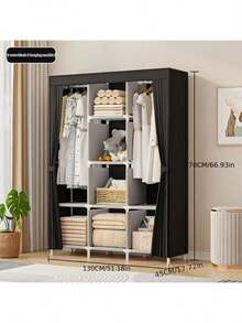 便携式衣柜，衣物收纳柜，3-4层大容量简约衣柜，卧室衣柜，家用布艺衣柜，适用于出租房/宿舍，衣物收纳，坚固耐用组装式布艺衣柜 - 彩色 - 查看 16