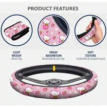 Accessories Car, Strawberry Pink Wheel Cover, Car Accessories, Girly Steering Wheel Cover, Universal Fit 14.5-15 Inch Auto SUV Trucks, Anti-Slip And Sweat Absorption - Nấm chuồn chuồn - Xem 6