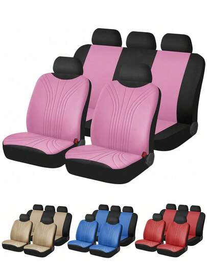 9pcs/Set Or 4pcs/Set Universal Car Seat Covers, Made Of Polyester Fabric, All-Season Vehicle Seat Protectors, Washable, Suitable For SUV, Sedan, Van, Etc. Car Interior Protection Covers, Airbag Compatible, Universal Size, Glacier Embossed Pattern Car Seat Covers. 4pcs Set Includes (2 Seats: 2 Front Seat Covers And 2 Headrest Covers) / 9pcs Set Includes (5 Seats: 5 Headrest Covers, 2 Front Seat Covers, 1 Rear Split Bench Cover And 1 Rear Full Bench Cover)