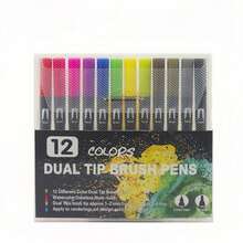 120 PCS Dual Markers Brush Pen Fine Double Tip Point Art Marker For Adult Coloring Hand Lettering Writing Planner Journal Note Calligraphy Drawing Art Craft School Supplied