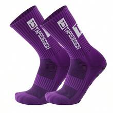 1 paire de chaussettes de sport de football avec lettres pour l'extérieur, chaussettes de sport à fond épais en terry antidérapant, chaussettes d'automne - Multicolore - Voir 15