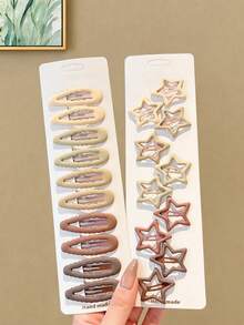 10pcs Coffee Color Star Shaped Cute Bangs Hair Clips, Suitable For Daily Wear - Multicolor - View 4