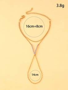 STONEFANS Vòng tay chuỗi ngón tay vàng đính đá hình chữ V đơn giản thời trang One Piece - Vàng - Xem 3