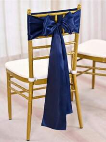 2pcs/10pcs Navy Blue Satin Chair Sash Knot Silk Wedding Chair Ribbon Bow Belt Party Wedding Chair Sash Tie For Birthday, Event, Hotel, Restaurant, Ceremony, Banquet Decoration