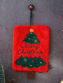 1pc Christmas Hanging Hand Towel For Kitchen, Bathroom, Quick Dry Absorbent Decorative Cloth