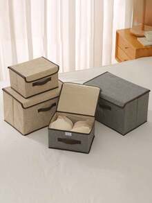 1/3 صندوق تخزين قابل للطي محمول، مناسب لتخزين الملابس والأغراض المنزلية والوجبات الخفيفة، تصميم قسم ثنائي الاستخدام، صندوق تخزين متعدد الوظائف ذو سعة كبيرة