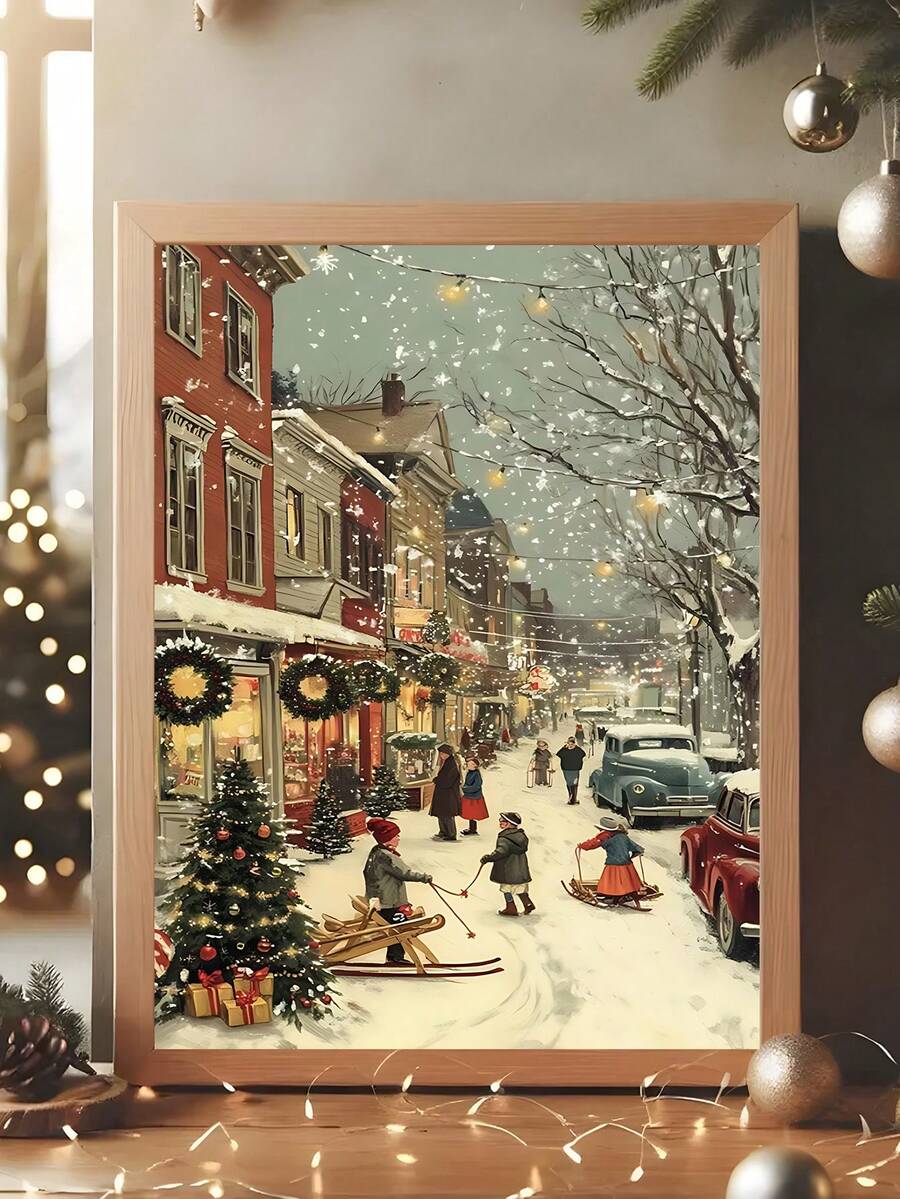 1 tấm áp phích nghệ thuật vải canvas cảnh thị trấn Giáng sinh cổ điển, nghệ thuật treo tường Giáng sinh, trang trí phòng ngủ, trang trí phòng khách, trang trí văn phòng, trang trí tường phòng ăn, trang trí nhà bếp, phòng học, hành lang, trang trí ký túc xá, trang trí phòng tắm, quà tặng lý tưởng cho bạn bè, nghệ thuật treo tường, trang trí tường, trang trí nhà cửa, trang trí phòng, nghệ thuật treo tường bằng vải canvas, áp phích, nghệ thuật treo tường có khung, khung tùy chọn - Nhiều màu - Xem 1