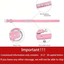 Personalized Dog Collar - Custom Name/Text, Faux Leather Pet ID With Heart And, Adjustable Metal, Suitable Small, Medium, Large Dogs - Birthday, Anniversary, Housewarming, Suitable Puppies Or Adult Dogs - Available In Pink And Red - Hot Pink - View 5