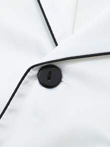 男式加大码撞色滚边翻领短袖衬衫和短裤家居服套装