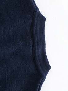 男童针织开衫，海军蓝色套头衫，正面带纽扣，时尚别致，适合日常穿着、上学、春秋冬 - 藏蓝色 - 查看 6