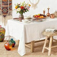 Leinen Natürliche Tischdecke 55 X 95 Inches - 100% reiner Leinen rechteckige Tischdecke im Boho-Stil - Maschinenwaschbare Tischdecke für Herbst, Erntedank, Weihnachten, Landleben, Feiertage - Beige - Übersicht 2